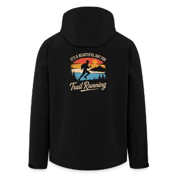 Es ist ein wunderschöner Tag zum Trailrunning - Recycelte Männer Softshell-Jacke von Stanley/Stella - Schwarz - Hinten - AI Model Male 185 light (185cm)