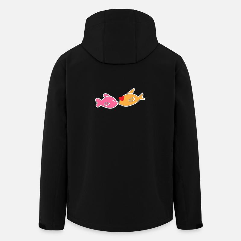 poissons baiser - Veste softshell homme en polyester recyclé Stanley/Stella - noir