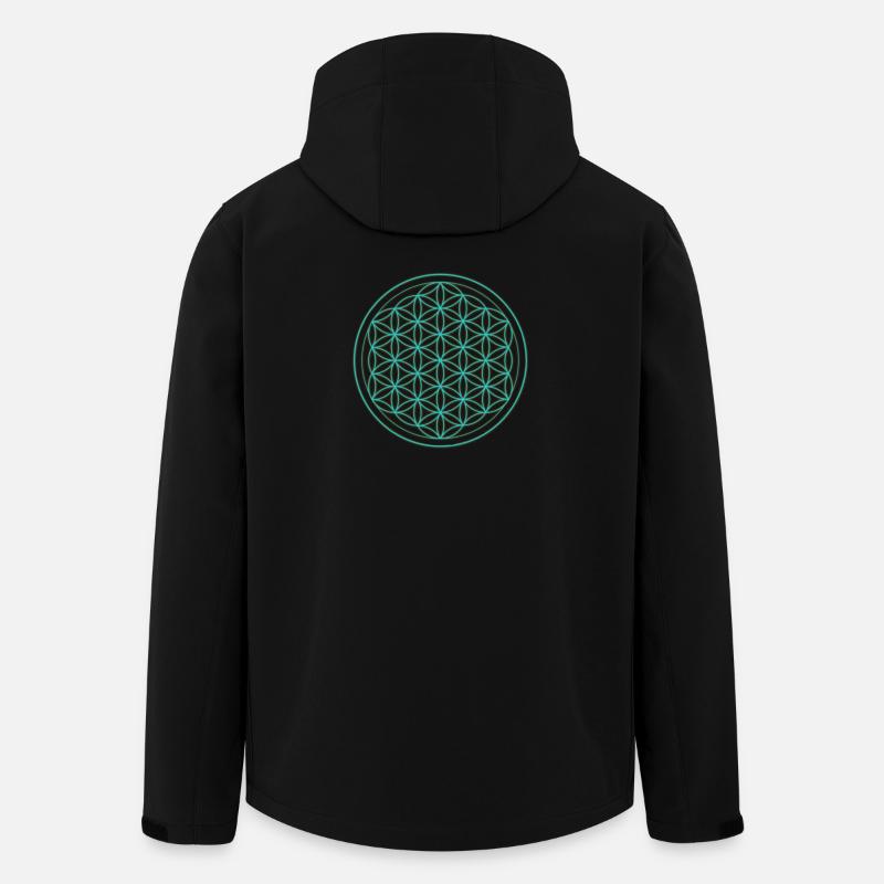 Blume des Lebens Neon Muster - Recycelte Männer Softshell-Jacke von Stanley/Stella - Schwarz