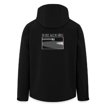 Schallplatte - Vinyl - Spruch - Nadel - Recycelte Männer Softshell-Jacke von Stanley/Stella - Schwarz - Hinten - AI Model Male 185 light (185cm)