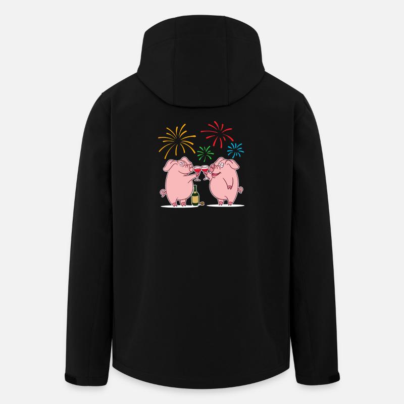 Glücksschwein Glücksbringer Silvester Neujahr - Recycelte Männer Softshell-Jacke von Stanley/Stella - Schwarz