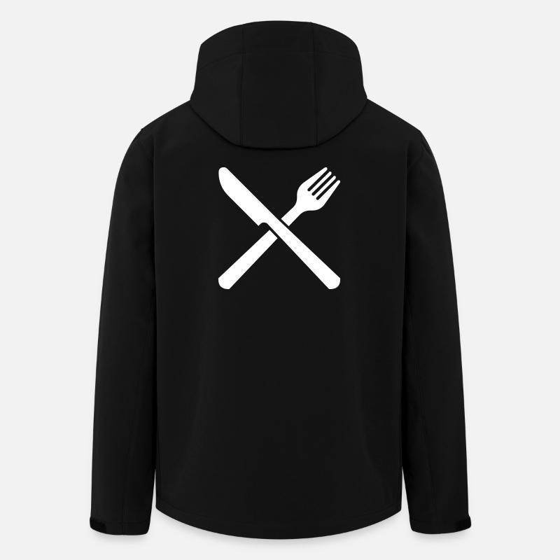 Messer und Gabel Besteck Restaurant Kochen - Recycelte Männer Softshell-Jacke von Stanley/Stella - Schwarz