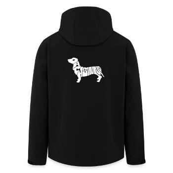 Dachshund Word Art Wiener Dog T Shirt Design - Men’s Recycled Softshell Jacket by Stanley/Stella - black - Back - AI Model Male 185 light (185cm)