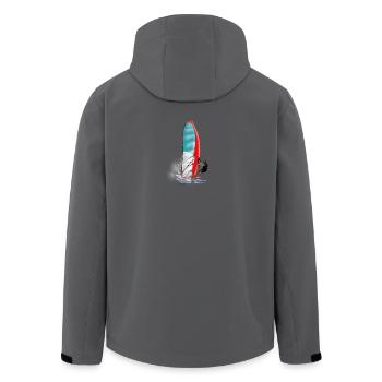 windsurfing - Men’s Recycled Softshell Jacket by Stanley/Stella - anthracite - Back - AI Model Male 185 light (185cm)