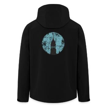 Hamburg Michel (Vintage/Hellblau) - Recycelte Männer Softshell-Jacke von Stanley/Stella - Schwarz - Hinten - AI Model Male 185 light (185cm)