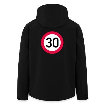 30. Geburtstag Achtung! Verkehrsschild 30 Km/h - Recycelte Männer Softshell-Jacke von Stanley/Stella - Schwarz - Hinten - AI Model Male 185 light (185cm)