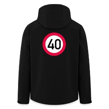 40 ans Attention ! Panneau de signalisation 40 km/h - Veste softshell homme en polyester recyclé Stanley/Stella - noir - Dos - AI Model Male 185 light (185cm)