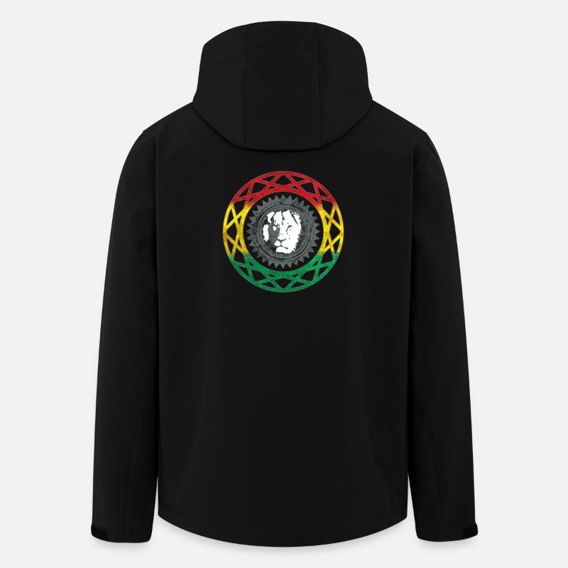 Visage de lion dans le style mandala rasta - Veste softshell homme en polyester recyclé Stanley/Stella - noir