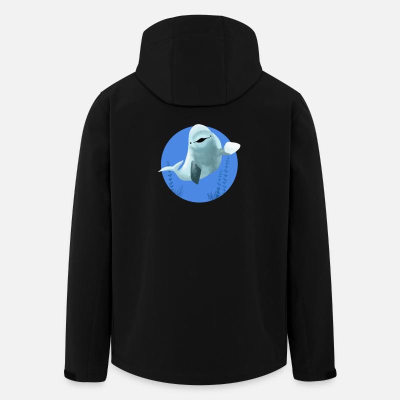 Belouga joyeux dans un cercle bleu - Veste softshell homme en polyester recyclé Stanley/Stella - noir