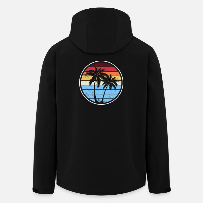 Retro Palm Sunset Circle - Men’s Recycled Softshell Jacket by Stanley/Stella - black