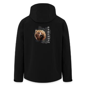 Strength, Character, Kodiak Bear - Men’s Recycled Softshell Jacket by Stanley/Stella - black - Back - AI Model Male 185 light (185cm)