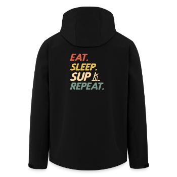 Stand Up Paddle Eat Sleep SUP Repeat Paddleboard - Recycelte Männer Softshell-Jacke von Stanley/Stella - Schwarz - Hinten - AI Model Male 185 light (185cm)