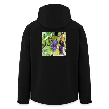 Wine Grapes Grape Grape Harvest Vintage Wine Festival Poster - Men’s Recycled Softshell Jacket by Stanley/Stella - black - Back - AI Model Male 185 light (185cm)