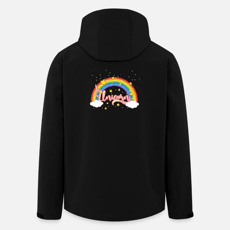 Bunter Regenbogen mit Einhornschriftzug - Recycelte Männer Softshell-Jacke von Stanley/Stella - Schwarz