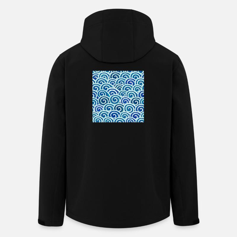 Ausdrucksstarkes Wellenmuster in Blau - Recycelte Männer Softshell-Jacke von Stanley/Stella - Schwarz