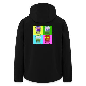 Tram, tram pop art - Men’s Recycled Softshell Jacket by Stanley/Stella - black - Back - AI Model Male 185 light (185cm)