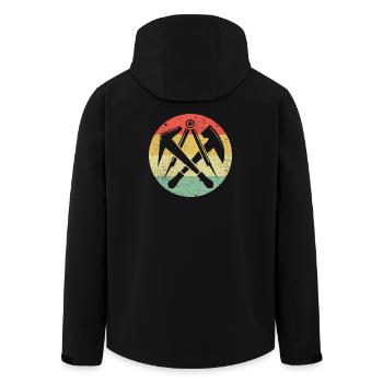 Dachdecker Zunftsymbol Auf Vintage Retro Farben - Recycelte Männer Softshell-Jacke von Stanley/Stella - Schwarz - Hinten - AI Model Male 185 light (185cm)