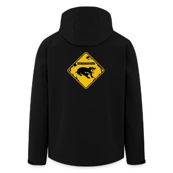 Diable de Tasmanie panneau de signalisation  - Veste softshell homme en polyester recyclé Stanley/Stella - noir - Dos - AI Model Male 185 light (185cm)