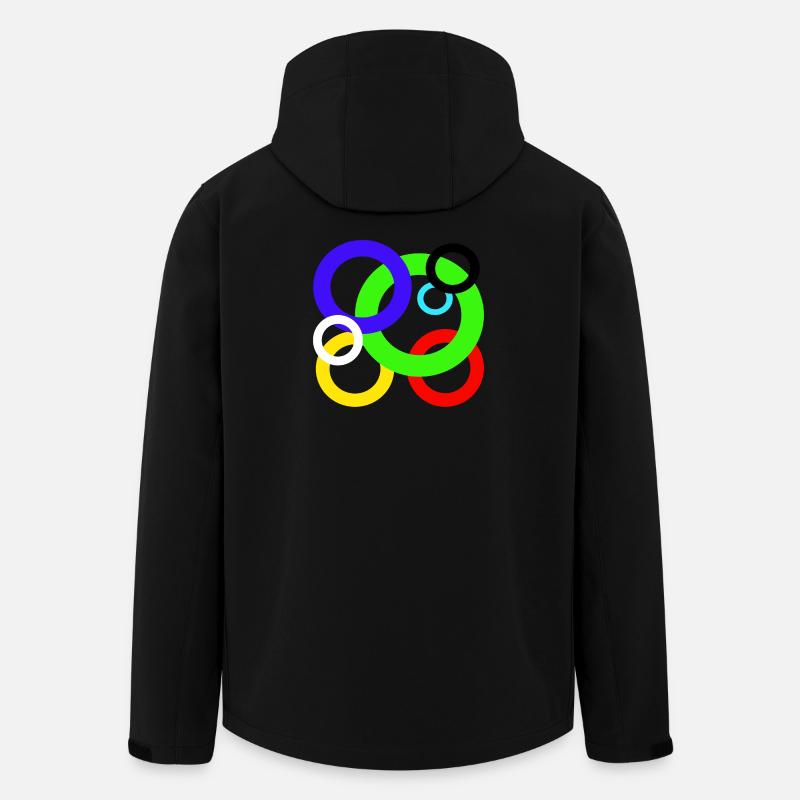 Design Farbige Ringe - Recycelte Männer Softshell-Jacke von Stanley/Stella - Schwarz