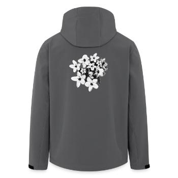 Frühlinglook, Blumen Ausschnitt schwarz-weiß - Recycelte Männer Softshell-Jacke von Stanley/Stella - Anthrazit - Hinten - AI Model Male 185 light (185cm)