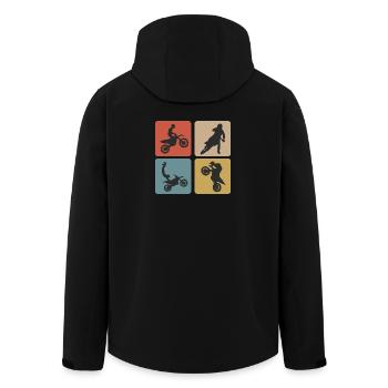 Motorcross Vintage Design / Geschenkidee - Recycelte Männer Softshell-Jacke von Stanley/Stella - Schwarz - Hinten - AI Model Male 185 light (185cm)