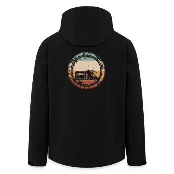Camping Camper Van Motorhome - Men’s Recycled Softshell Jacket by Stanley/Stella - black - Back - AI Model Male 185 light (185cm)