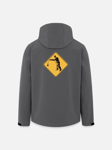 Aufmerksamkeitsschild-Pfirsich-Geschenk-Idee - Recycelte Männer Softshell-Jacke von Stanley/Stella - Schwarz
