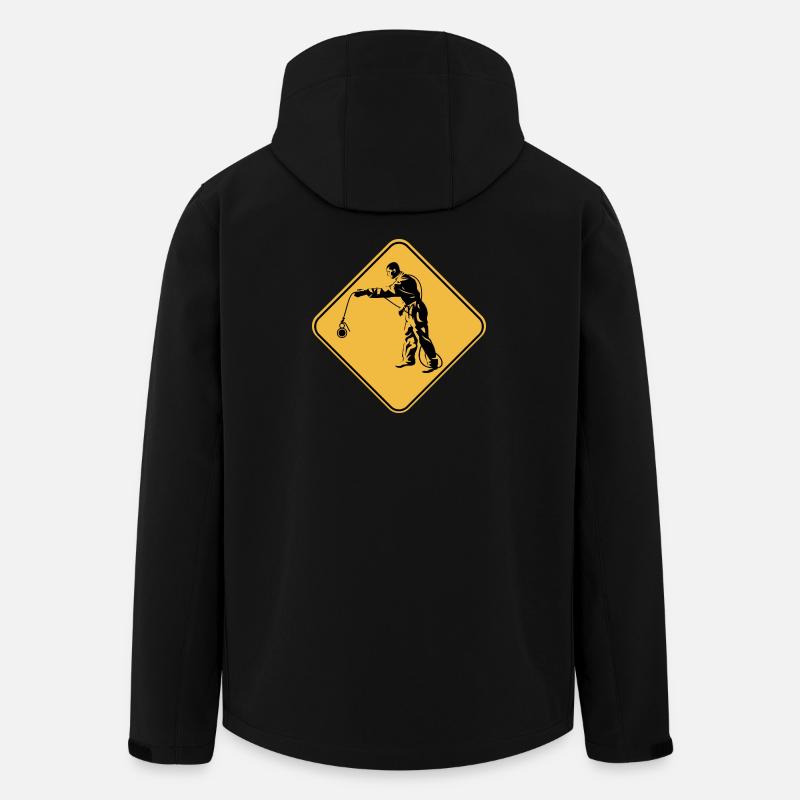 Aufmerksamkeitsschild-Pfirsich-Geschenk-Idee - Recycelte Männer Softshell-Jacke von Stanley/Stella - Schwarz