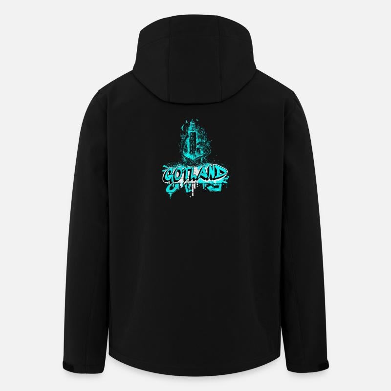 Gotland Graffiti Leuchtturm Design - Recycelte Männer Softshell-Jacke von Stanley/Stella - Schwarz