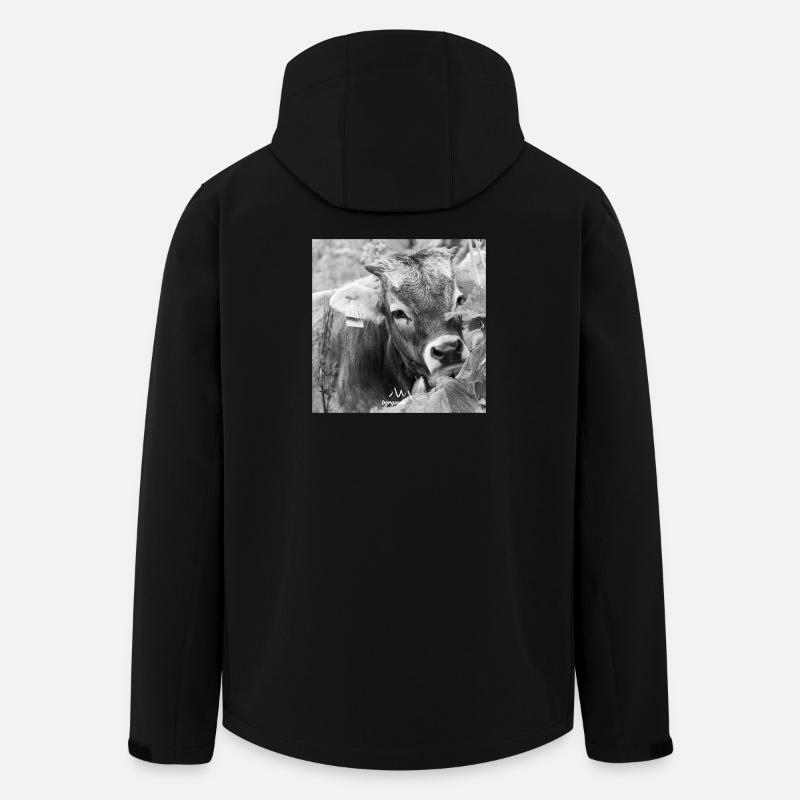 Schwarz-Weiß Fotodesign - Junges Kalb mit Charme - Recycelte Männer Softshell-Jacke von Stanley/Stella - Schwarz