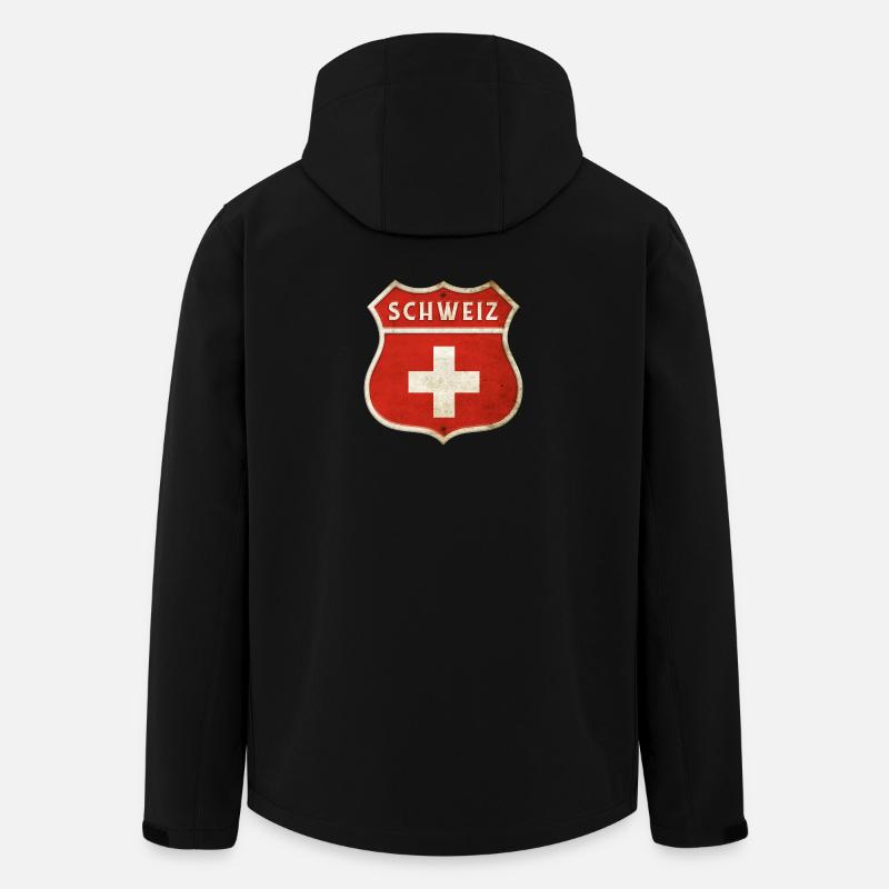 Schweiz Wappen Flaggen Design - Recycelte Männer Softshell-Jacke von Stanley/Stella - Schwarz