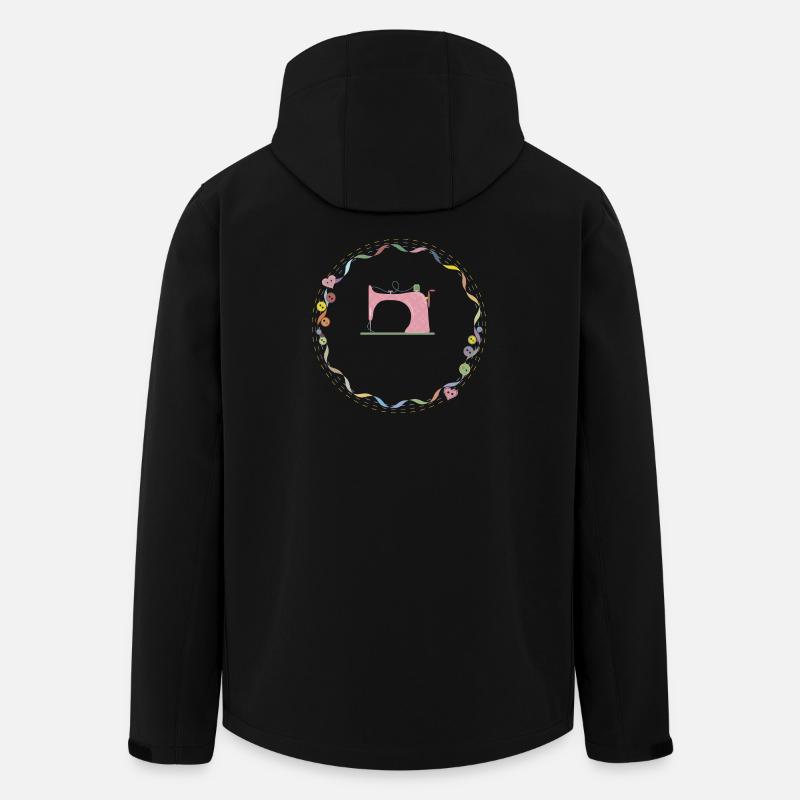 nostalgisch bunte Nähmaschine mit Knöpfe - Recycelte Männer Softshell-Jacke von Stanley/Stella - Schwarz