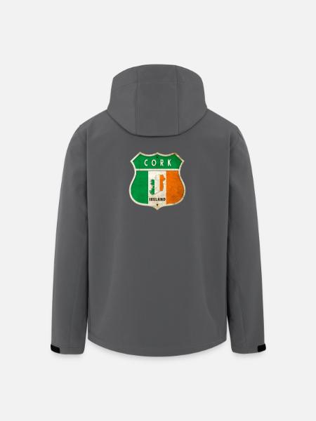 Cork Ierland Wapenschild Vlaggen Ontwerp - Heren softshell jas van gerecycled polyester Stanley/Stella - zwart