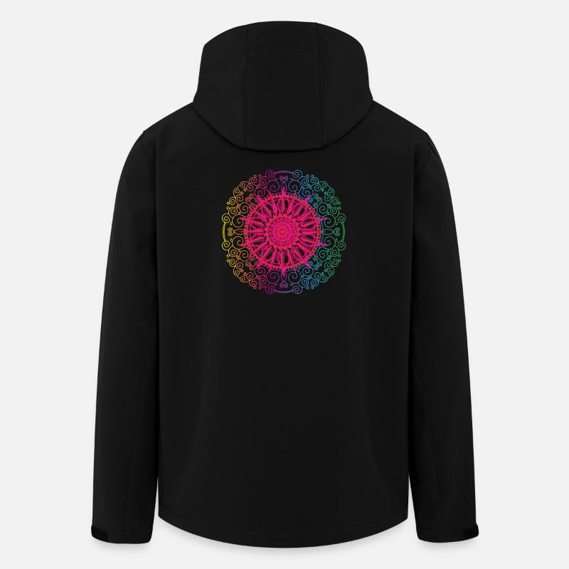 Rainbow Mandala Gradient Circle - Men’s Recycled Softshell Jacket by Stanley/Stella - black