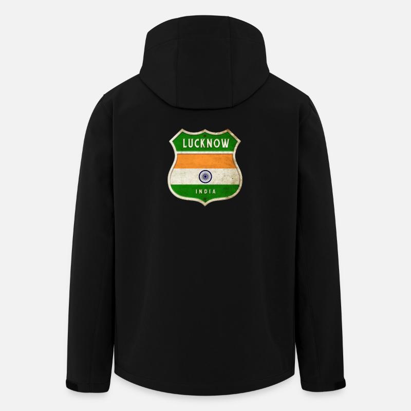 Lucknow Inde Armoiries Drapeaux Design - Veste softshell homme en polyester recyclé Stanley/Stella - noir