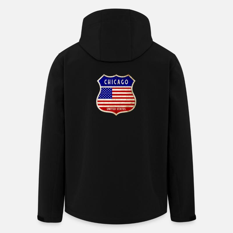 Chicago USA États-Unis Armoiries Drapeaux - Veste softshell homme en polyester recyclé Stanley/Stella - noir