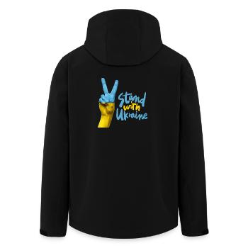 Solidarité avec l’Ukraine : Vote à main levée - Veste softshell homme en polyester recyclé Stanley/Stella - noir - Dos - AI Model Male 185 light (185cm)