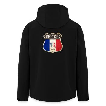 Saint-Tropez France Coat of Arms Flags Design - Men’s Recycled Softshell Jacket by Stanley/Stella - black - Back - AI Model Male 185 light (185cm)