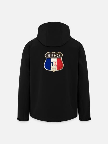 Besançon Frankrijk Wapenschild Vlaggen Ontwerp - Heren softshell jas van gerecycled polyester Stanley/Stella - zwart