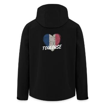 Badge retro, Toulouse France est ma ville natale - Veste softshell homme en polyester recyclé Stanley/Stella - noir - Dos - AI Model Male 185 light (185cm)