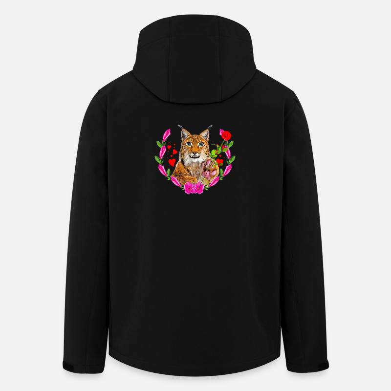 Chat lynx avec rose pour l’amour - Veste softshell homme en polyester recyclé Stanley/Stella - noir