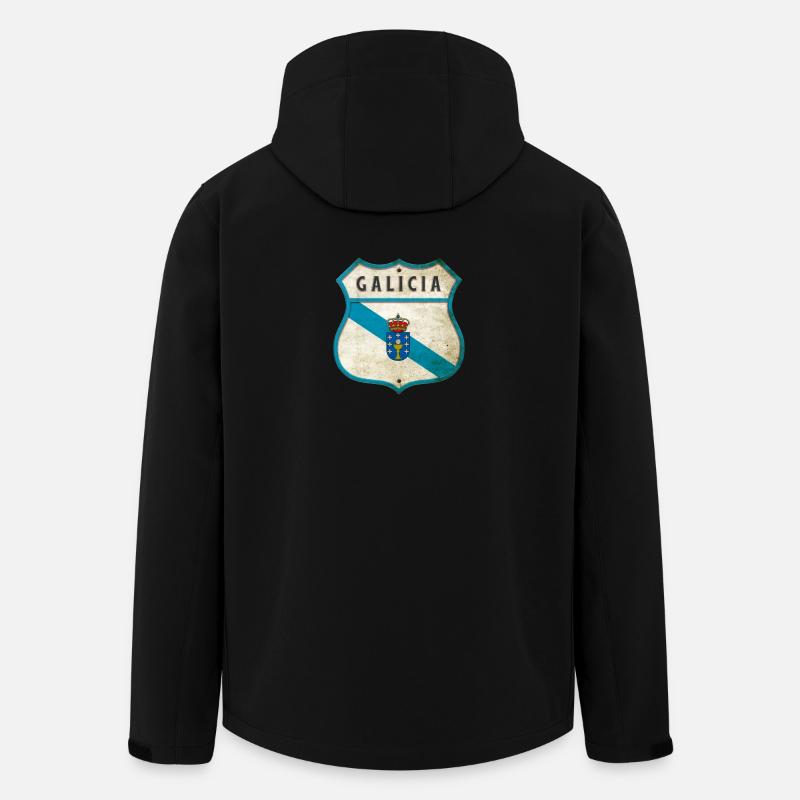 Drapeau armoiries de la Galice - Veste softshell homme en polyester recyclé Stanley/Stella - noir