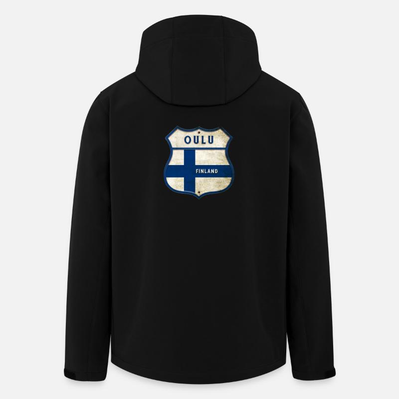 Oulu Finland crest design - Men’s Recycled Softshell Jacket by Stanley/Stella - black