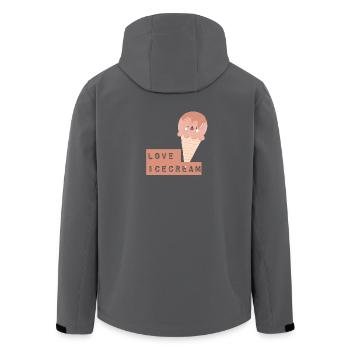 Schattige IJsje met Hartjes Schrift - Men’s Recycled Softshell Jacket by Stanley/Stella - black - Back - AI Model Male 185 light (185cm)