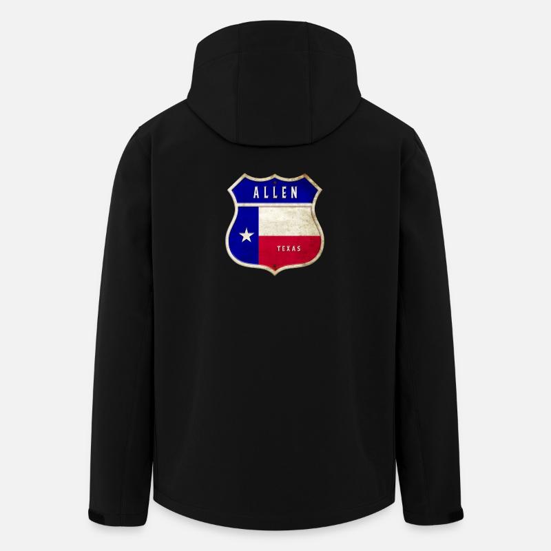 Motif drapeaux Allen Texas - Veste softshell homme en polyester recyclé Stanley/Stella - noir