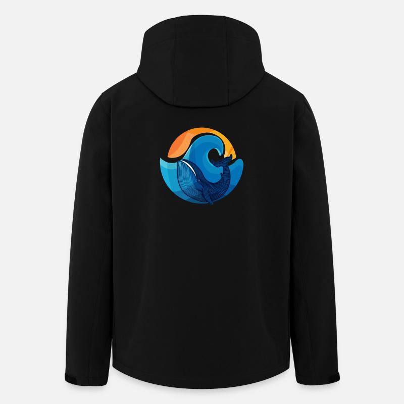 Waves and Whale Shark Illustration - Men’s Recycled Softshell Jacket by Stanley/Stella - black