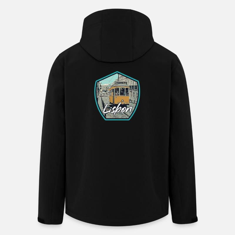 Lissabon, schöne Stadt Portugals mit Straßenbahn - Recycelte Männer Softshell-Jacke von Stanley/Stella - Schwarz