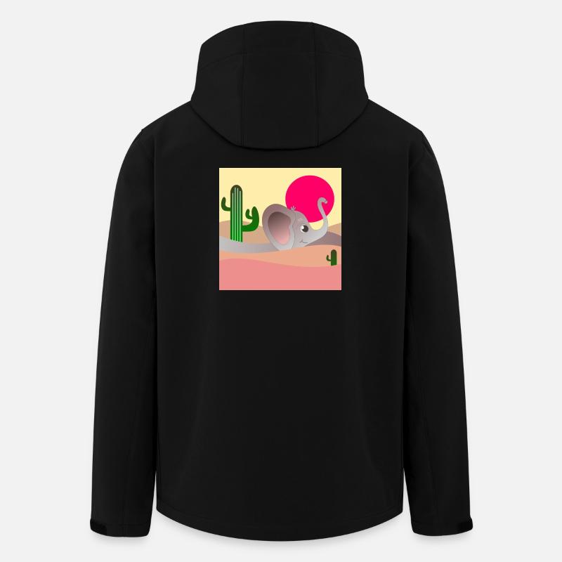 PAYSAGE DÉSERTIQUE D’ÉLÉPHANTS - CACTUS - Veste softshell homme en polyester recyclé Stanley/Stella - noir