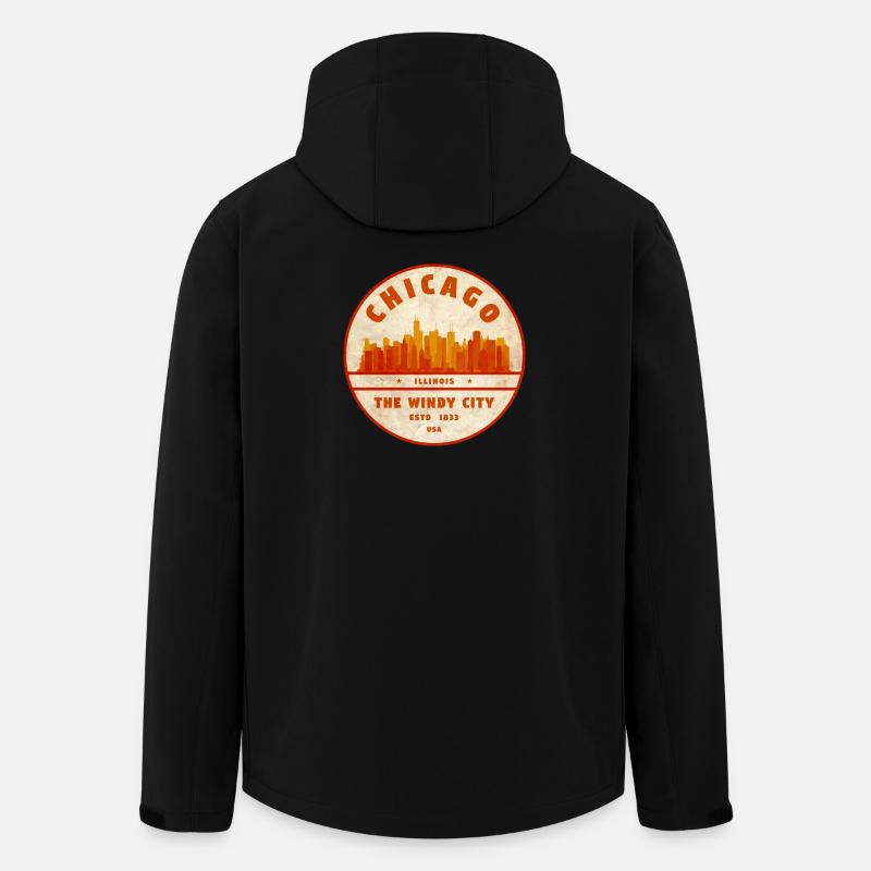 Chicago Windy City Skyline Vintage - Recycelte Männer Softshell-Jacke von Stanley/Stella - Schwarz