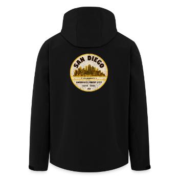 San Diego - Men’s Recycled Softshell Jacket by Stanley/Stella - black - Back - AI Model Male 185 light (185cm)